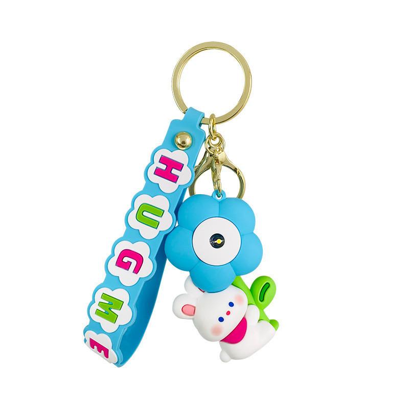 Cute Rabbit Flower Night Light Keychain Pvc Material For Party Graduation Gifts
