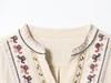 Z Grenzüberschreitendes Französisches V-Ausschnitt Besticktes Langarm Ethno-Oberteil für Frühling/Sommer