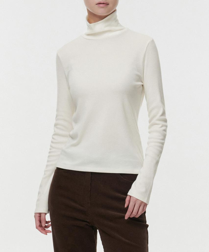 MUSINSA STANDARD WOMAN [Heat Standard] Women'S Ribbed Slim Turtleneck T-Shirt [Cream]