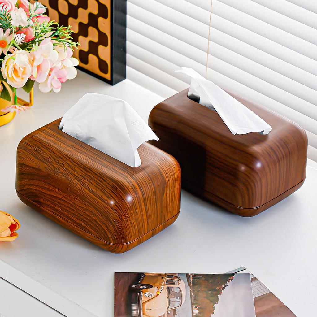 Walnut Color Plastic Tissue Box for Office and Living Room