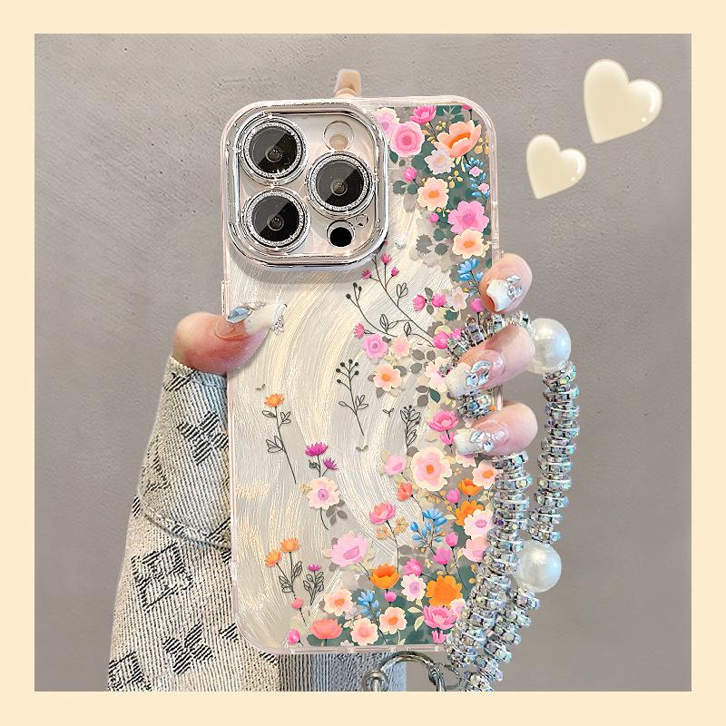 Applicable to Apple 17 feather yarn mobile phone case iphone15promax16 small fresh 14 spring flowers 13 anti-drop 12
