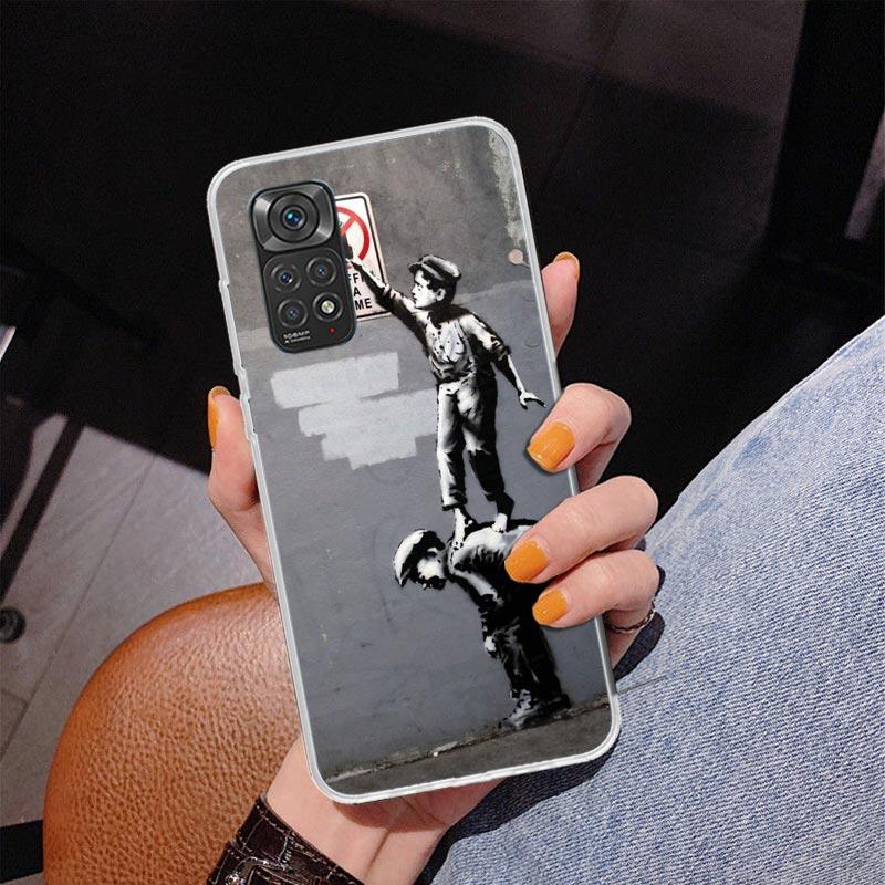 Street Art Banksy Graffiti Phone Case For Xiaomi Redmi Note 15 14 13 12S 12 11 Pro Plus 14S 11S 11E 10 10S 11T 5G Personalized C