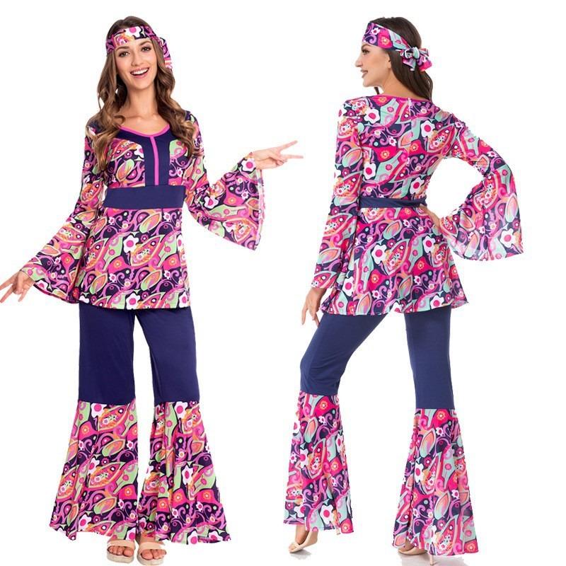 Halloween Retro Disco Hippie Costume Rock Band Couple Hip Hop Party Costume