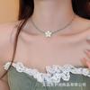 Light Luxury Exquisite Niche Design Sense Dripping Oil Flower Pendant Necklace Women'S Fashion Temperament High Sense Collarbone Chain