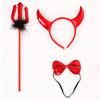 Halloween Devil Costume Kits Including Horn Headband Bowtie Tail Demons Dress Up Outfit Halloween Cosplays Party Props