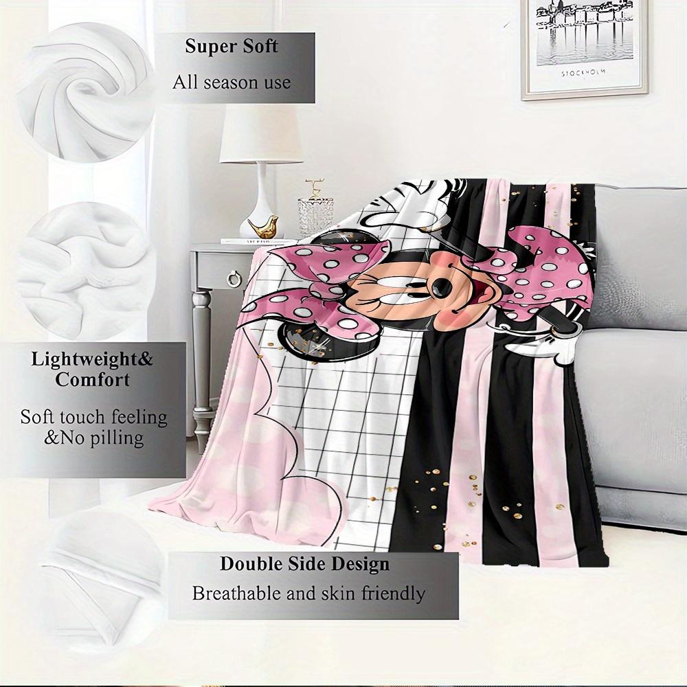 1pc Flannel Minnie Mouse Pink Polka Dot Bedding Throw Blanket Sofa Cover Gift Home Decoration Room Decorative Throws