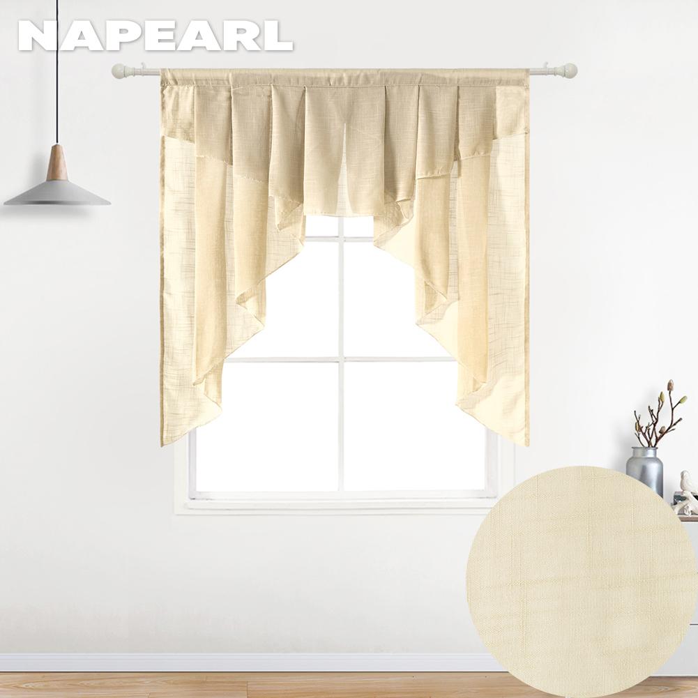

1 шт. NAPEARL сплошной цвет тюль подзор для двери занавеска с коротким стержнем ракета декоративная оконная кухонная занавеска W100cm x L100cm бежевый