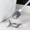 Punch-Free Wall Mounted Toilet Brush with Drainable Base Long Handle Plastic Silicone Toilet Cleaning Brush Bathroom Accessories