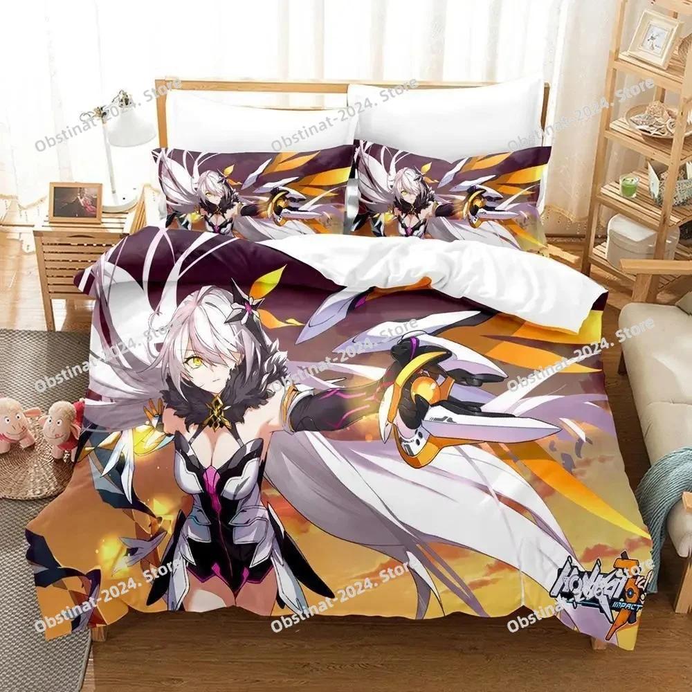 New 3d Anime Honkai Impact 3rd Bedding Set Print With Pillowcase Bed Duvet Cover Soft Single Double Queen Super King Size
