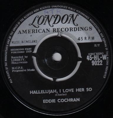 7-Zoll-Schallplatte EDDIE COCHRAN - Hallelujah, I Love Her So / Little 45HLW9022 London Records 1959 UK Rock Gebraucht