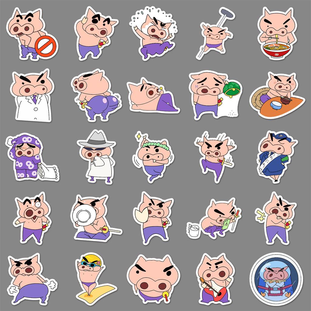 50 Pieces of Fat Dudu Saemon Cartoon Stickers Crayon Shin-gu Card Decorative Mobile Suitcase Handbook Stickers