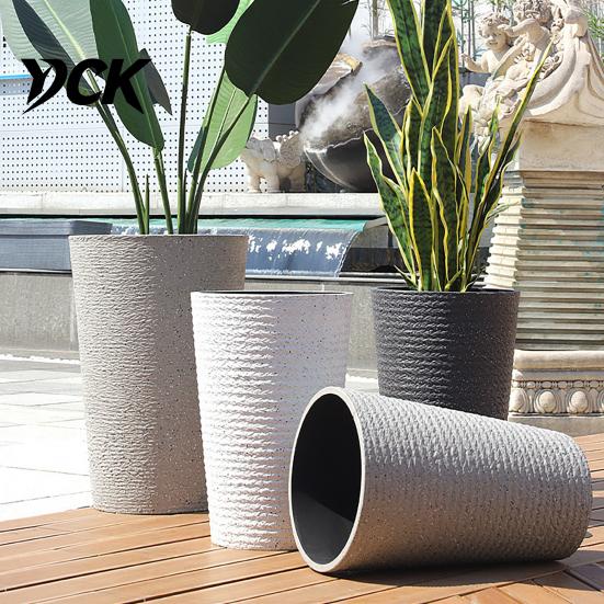 Large Capacity Planter for Tall Plants Round Flower Pot with Drainage Holes, 17 Inch Stone-Look Thickened Composite Plastic Plant Basin Planter,