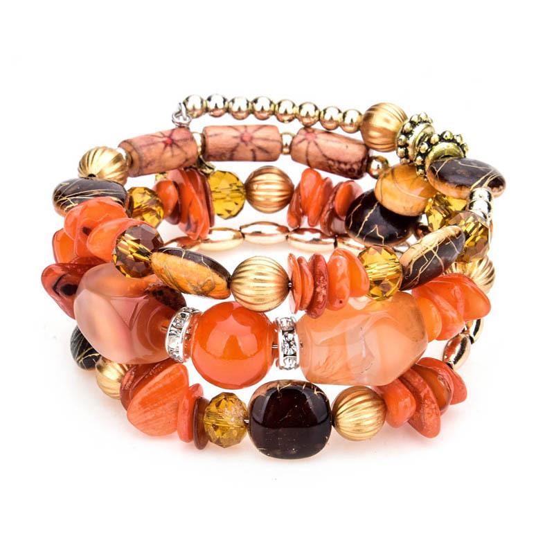 European & American Bohemian Multi-layer Agate Shell Elastic Bracelet for Women