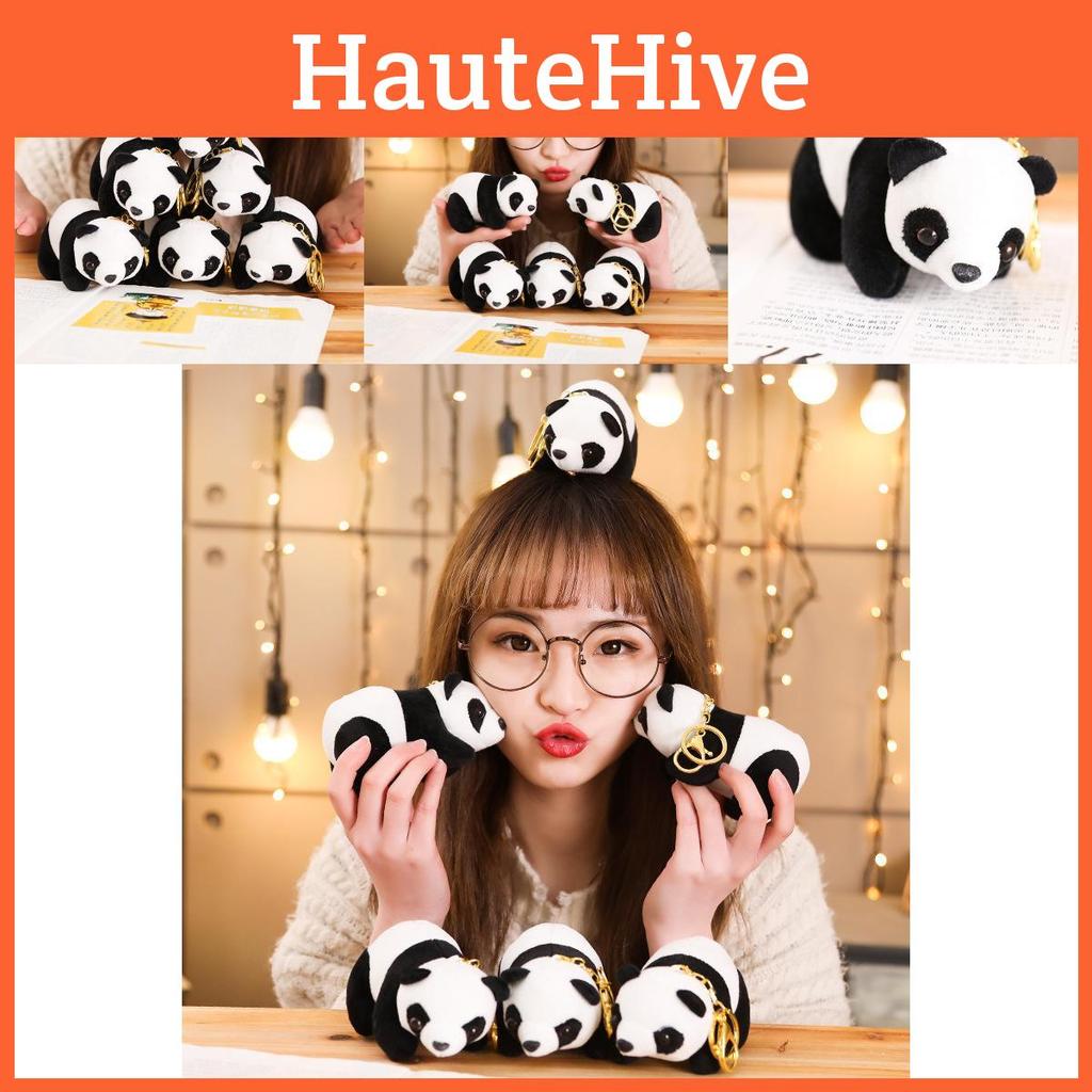 Lovable Real-life Panda Plush Keychain Cute Bear Stuffed Toy Gift