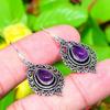 Natural Sage Amethyst Gemstone 925 Sterling Silver Gift Earring 1.62" Q3z20