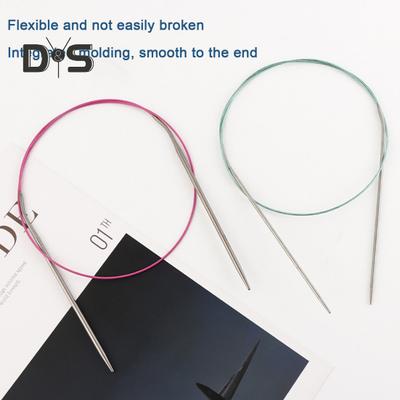 Adāmadatas ar elastīgu virvi, apļveida adatu ar MM ASV izmēriem, apaļām nerūsējošā tērauda adatām adīšanas ar rokām darinātiem projektiem