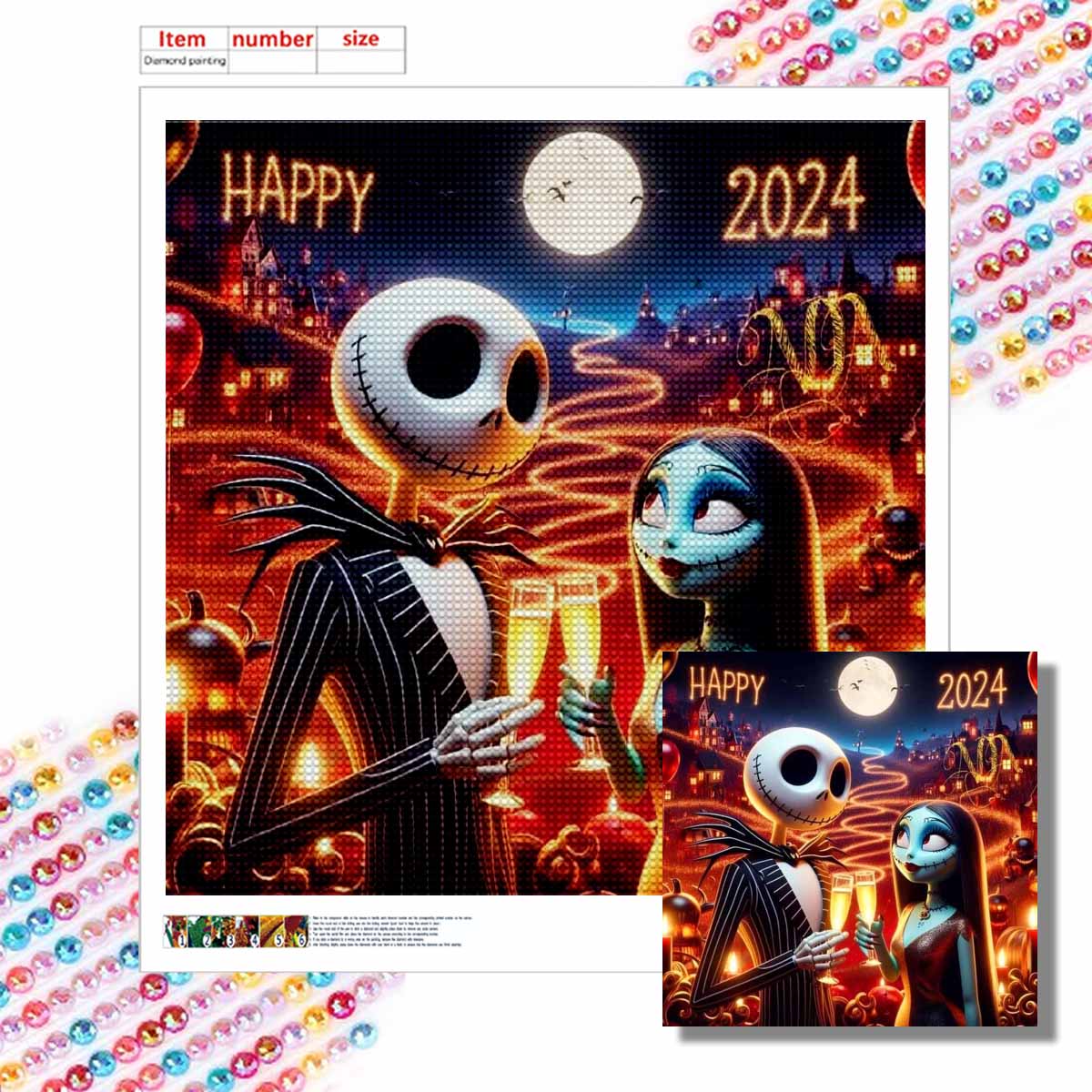 

Алмазная живопись своими руками Счастливый Хэллоуин Набор для вышивания крестом Мозаичное искусство Алмазная живопись Полная выкладка Алмазное украшение для дома Round 20x20cm