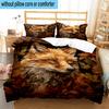 Autumn Fox Portrait 3pcs Bedding,Including 1pc Duvet Cover And 2pcs Pillowcases Perfect for Christmas,Ideal for Bedroom, Dormitory