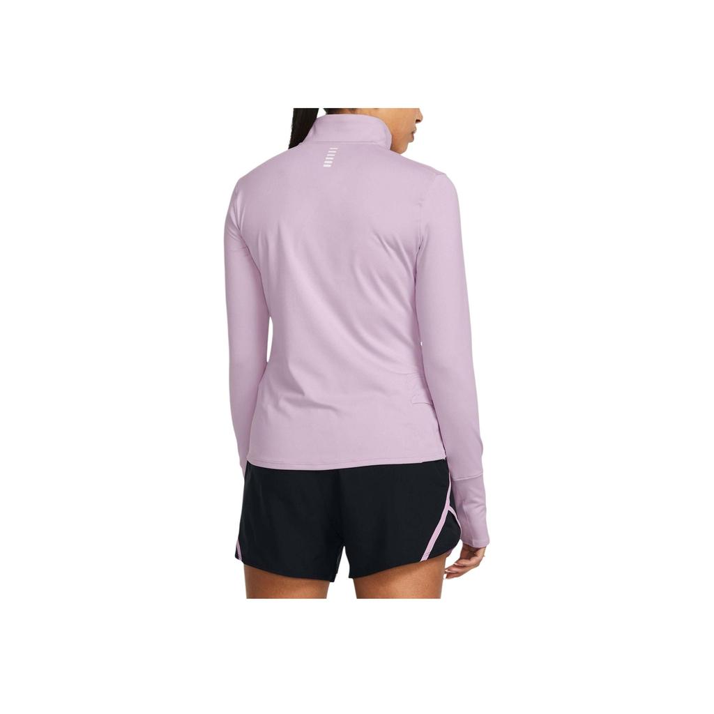 Under Armour Solid Color Casual 1/2 Zip Stand Collar Slim Fit Long Sleeve T-Shirt Women Tops Purple 1379349-543