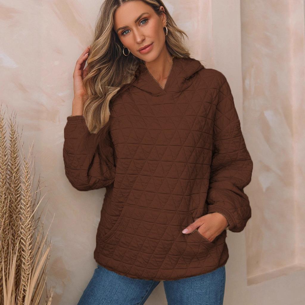 Women S Solid Color Pullover Hooded Sweatshirt With Pockets Casual