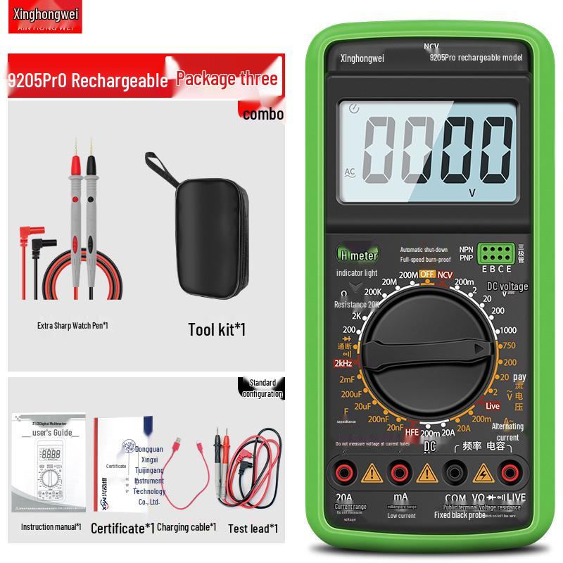 High-Precision DT9205 Digital Multimeter with Anti-Burn Protection for Electricians