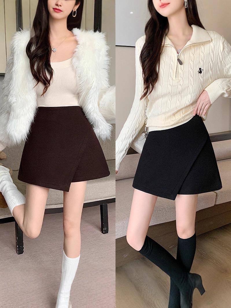 

Plus Size Women s High-Waisted Thickened A-Line Skirt Pants for Autumn/Winter L кофейный