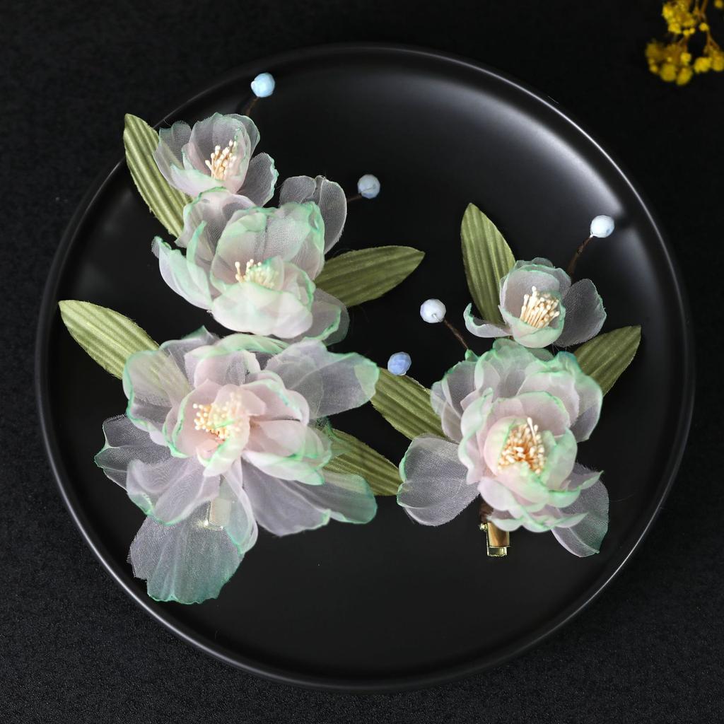 Flower Hair Clips Forks Chinese Hanfu Hair Accessories for Women Hairpin Fork Handmade Vintage Wedding Hair Jewelry Retro Crowns for Girl and Women