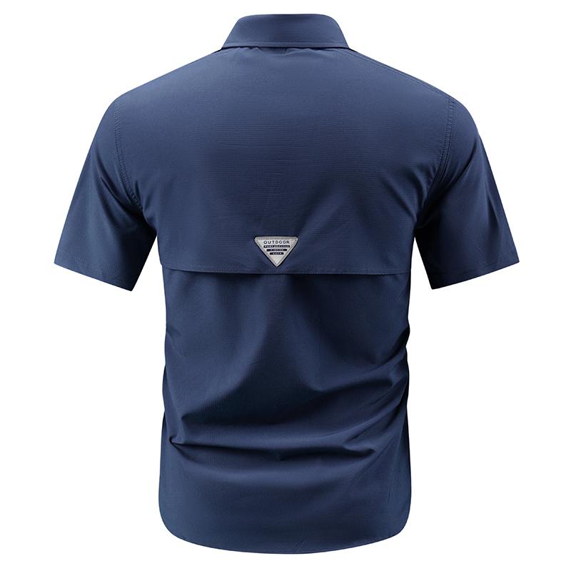Sommer Outdoor Freizeithemd Mehrere Taschen Arbeitskleidung Kurzarmhemd, Outdoor Atmungsaktiv Dünnes Hemd Schnelltrocknend Herrenhemd