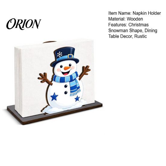 Vertical Tissue Holder Christmas Snowman Napkin for Table, Wooden Standing Winter Dispenser, Holiday Paper Towel Stand Kitchen Dining Table Farmhouse