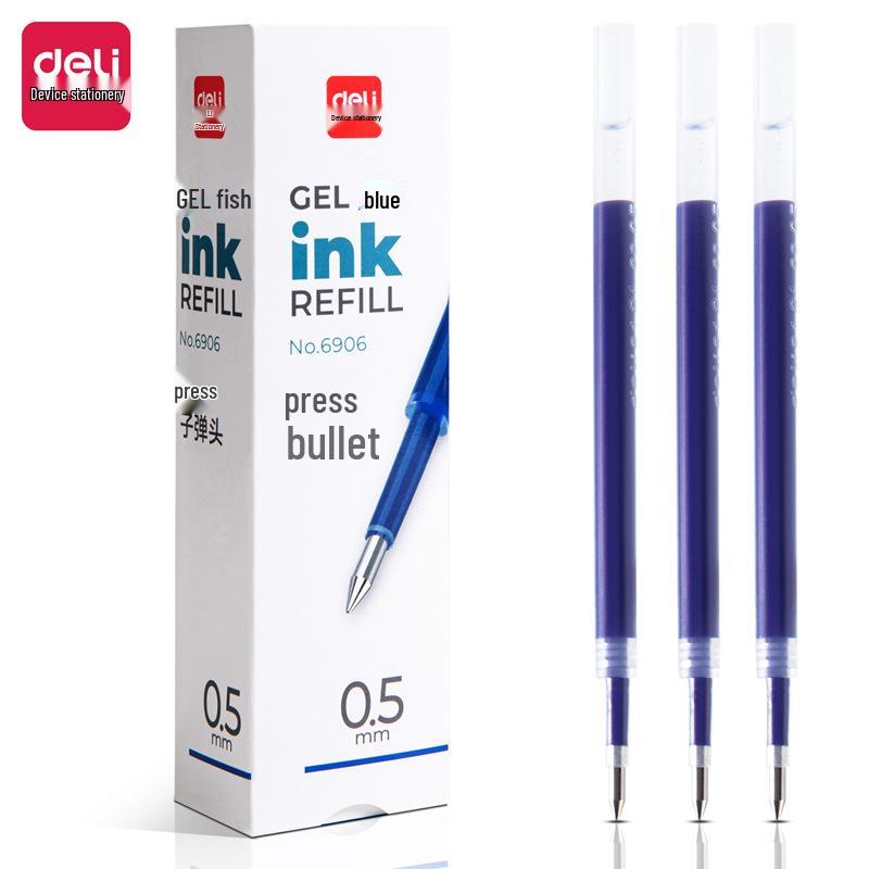 6906 Deli Gel Pen Refill, 0.5mm Bullet Tip, Black, Compatible with Clickable Neutral Pens