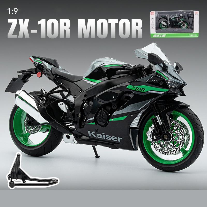1/9 Kawasaki ZX10R Ninja Alloy Die Cast Motorcycle Model Toy Vehicle Collection Sound and Light Off Road Autocycle Toys Car