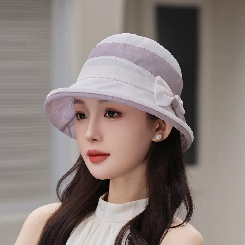 

Кепка от солнца Уличная дышащая и легкая, сочетающая цвета, шляпа от солнца с бантом, темпераментная шляпа-котелок из евгеновой пряжи, женская M（56-58cm） бежевый