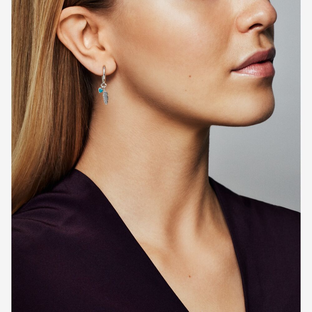 Pandora Sacred Feather Earrings Women earrings Silver 297205EN168