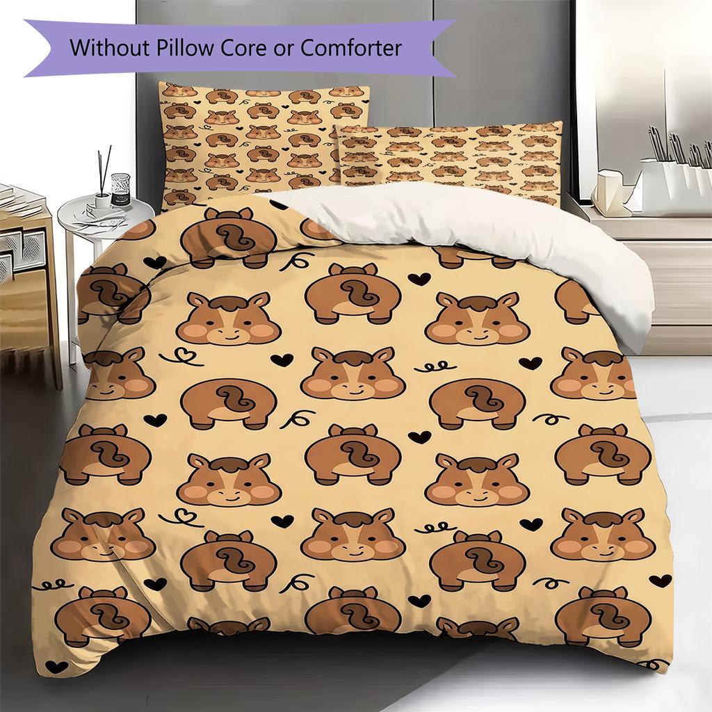 Cartoon Art Pattern Bedding,Quilt Set Quilt Cover Pillowcase Home Birthday Gift (1 * duvet cover + 2 * pillowcase, without core)
