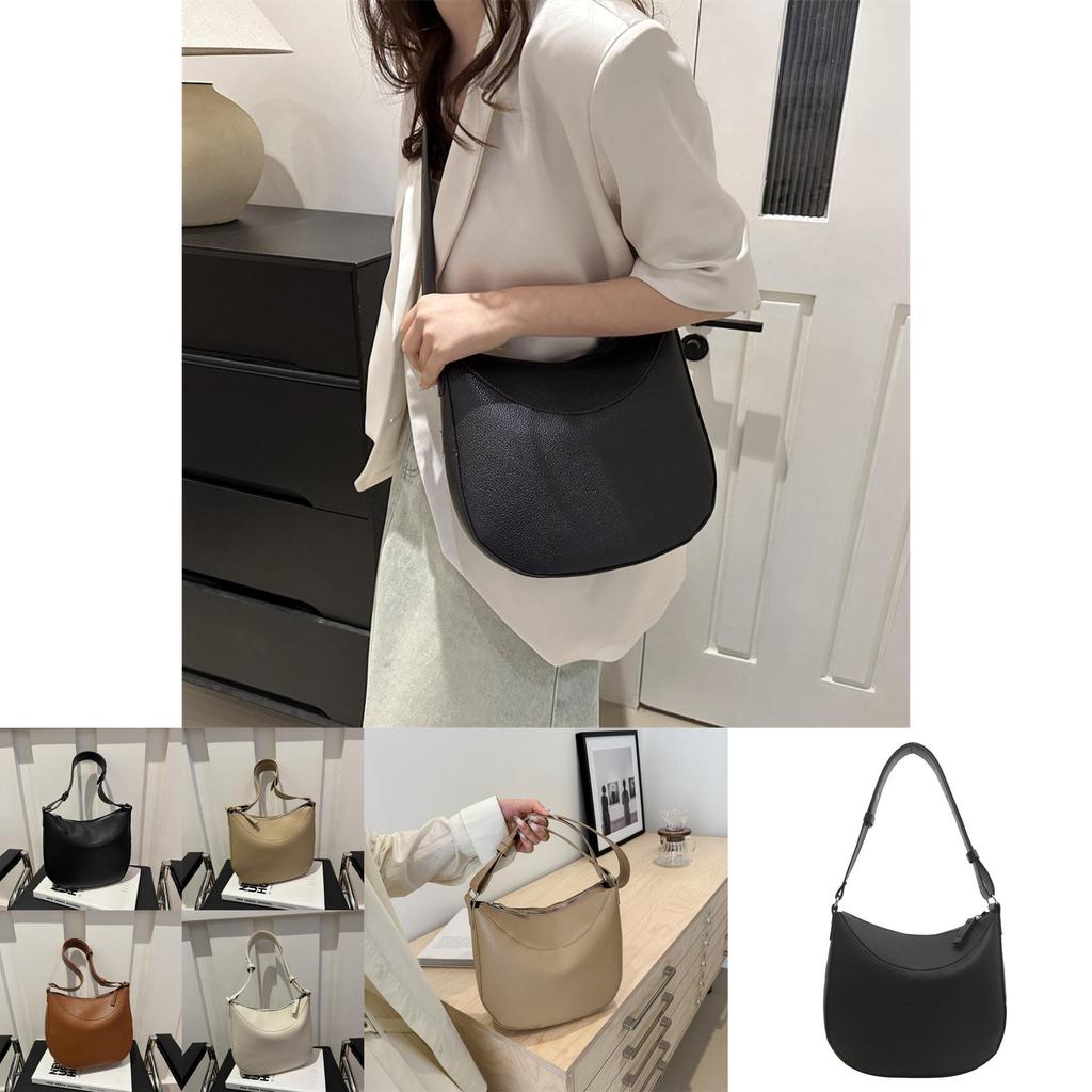 Stylish Spring Womens Shoulder Bag Classic Chic Pu Fabric Small Handbag In Black Khaki Brown And White