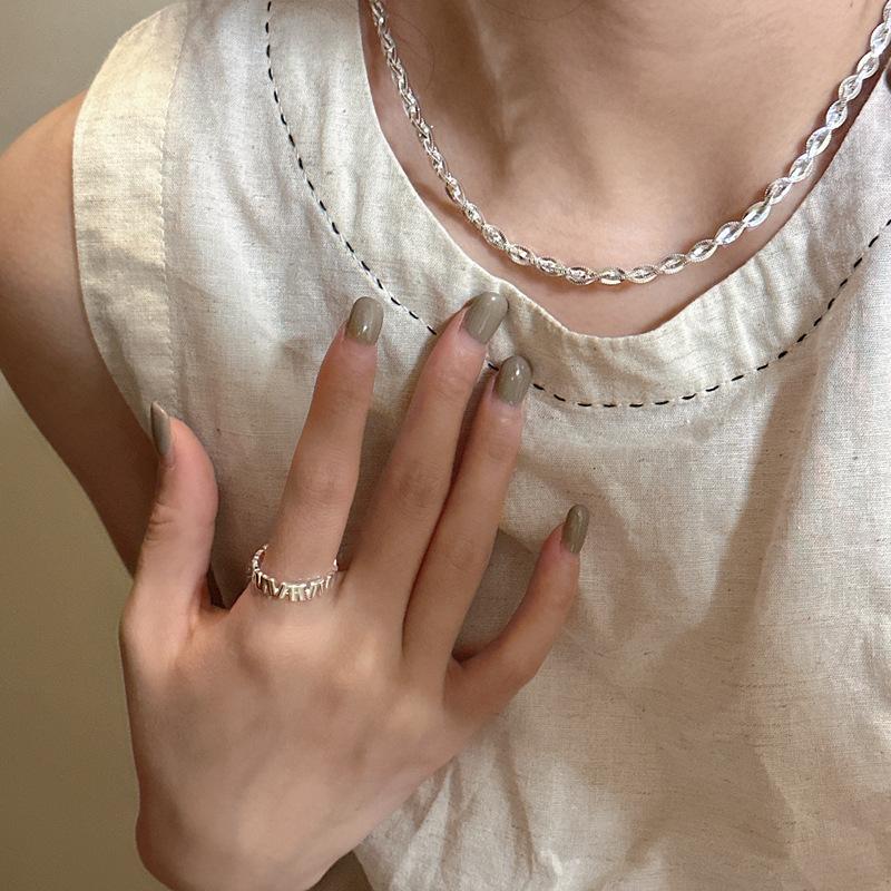 S925 Sterling Silver Niche Design Hand-Woven Snake Bone Chain Korean Style Fashion Texture Necklace Collarbone Chain