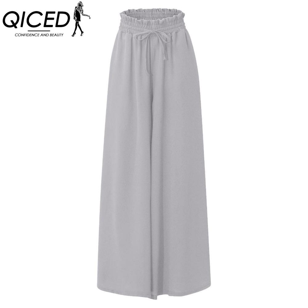 QICED Damenmode, lässig, einfarbig, bedruckt, Hosen und Caprihosen