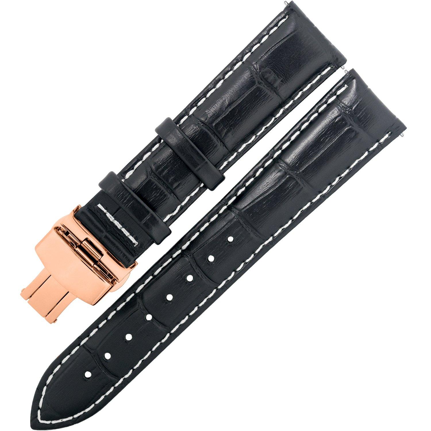 

[TON CHARME] TON CHARME Watch Strap EASY CLICK Genuine Leather D Buckle Push Button Double Door Watch Band Pink Blue White Black Brown Gray Red