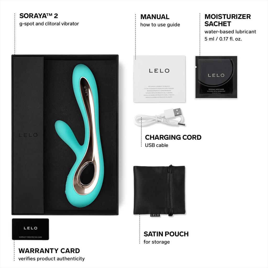 LELO Soraya 2 Rabbit Massager for Internal and External Waterproof 1 Aqua Pleasure, & Wireless, Piece,