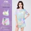 Li-Ning Fashionable Comfortable Simple UV Protection Outdoor Sports Two-Piece Swimsuit Women swimsuit Pink Floral LSYU040-3+LSYU041-1