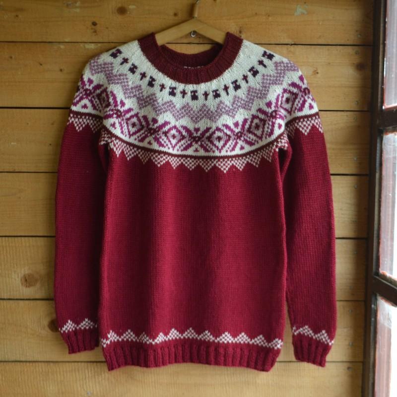 Womens Round Neck Colorblock Loose Knit Sweater Street Style Casual Pullover With Geometric