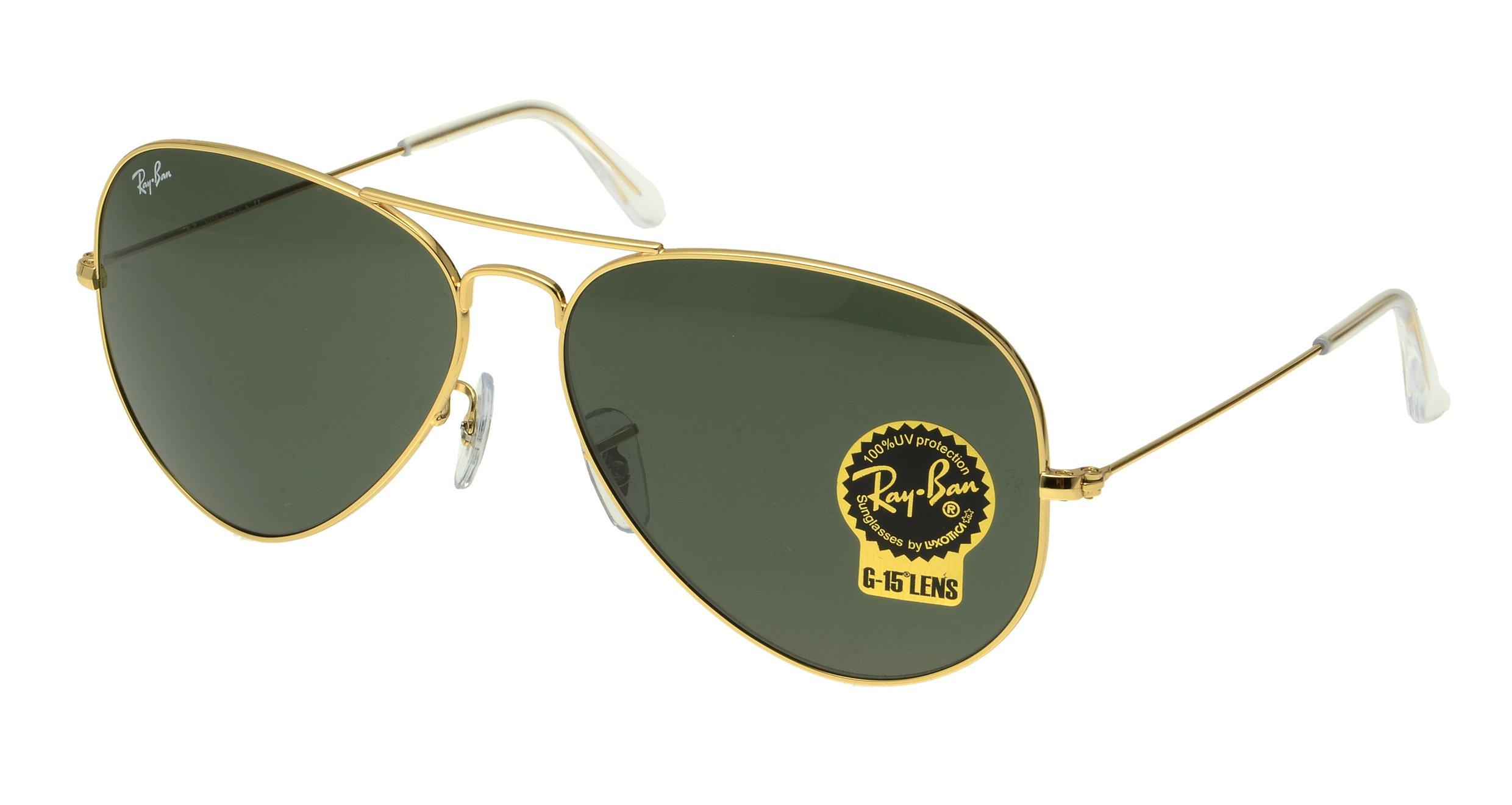 

Ray-Ban Aviator Большой Металлический RB3026 L2846 62 Золотая Оправа G-15 Зеленые Стеклянные Линзы золотой