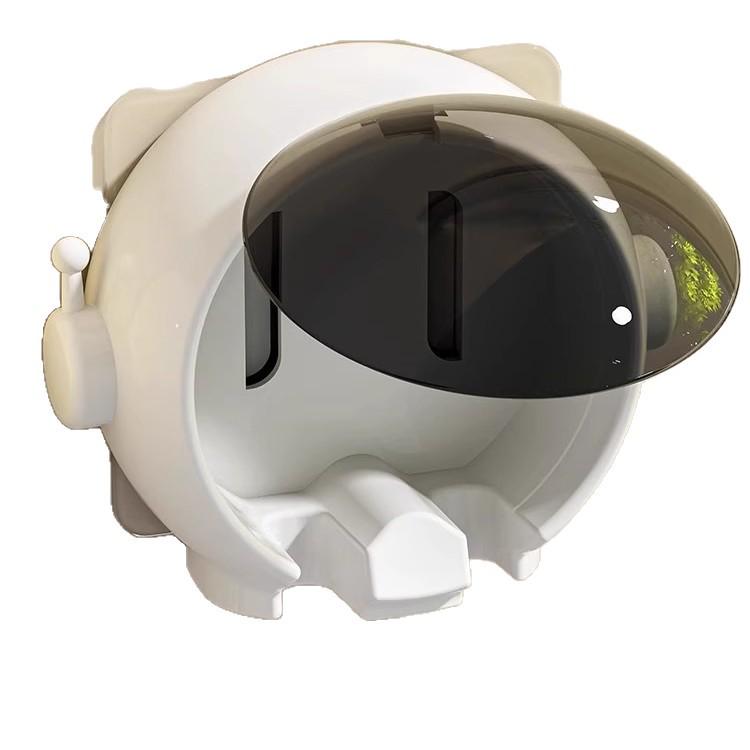 Bezprzewodowy, montowany na ścianie stojak do przechowywania elektrycznych szczoteczek do zębów i pasty do zębów z uchwytem na kubek do płukania ust.