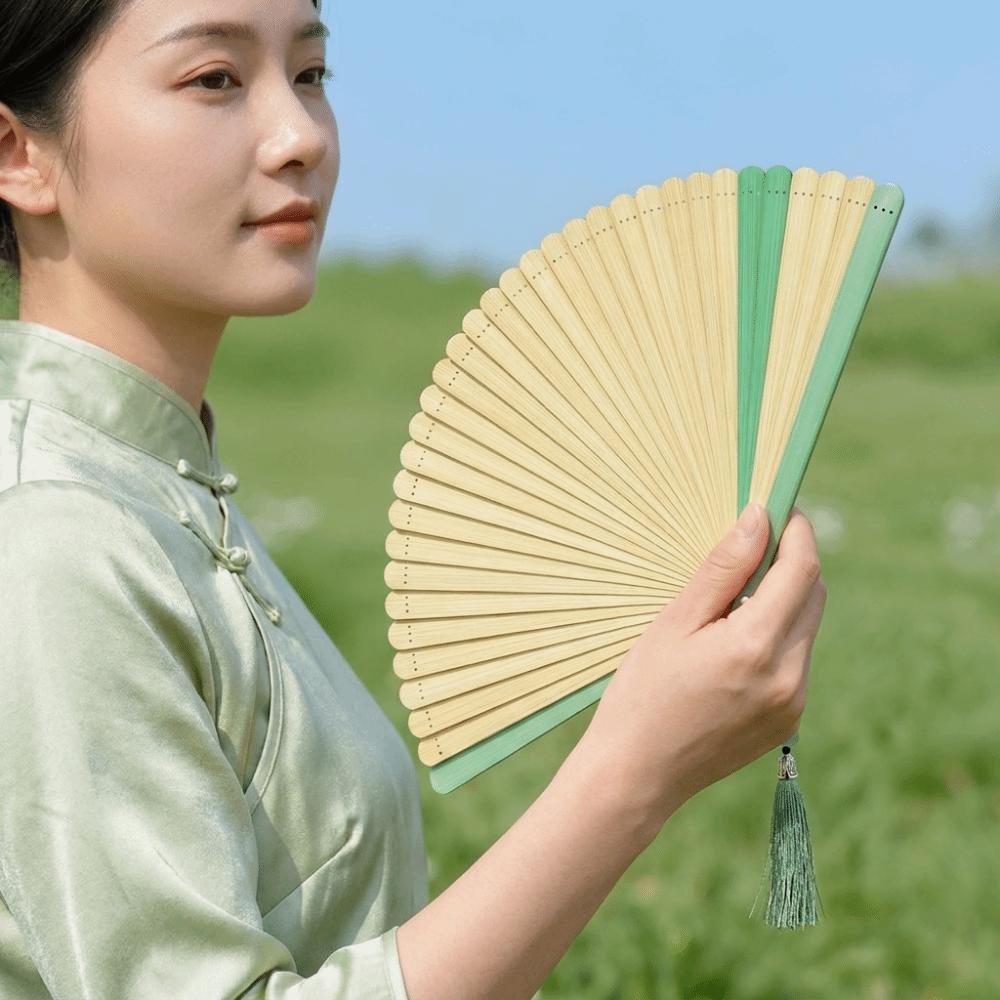 with Tassel Chinese Fan Ancient Style Dance Fan Lightweight Bamboo Folding Fan Photography Props