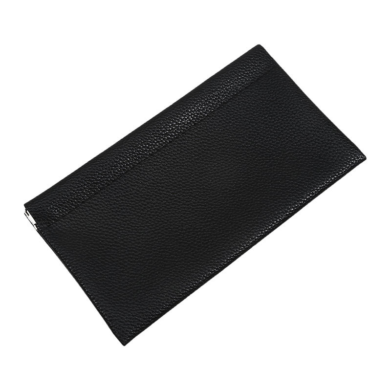 Self-closing First-layer PU Leather Long Wallet Passport Driver's License Document Holder Data Cable Cosmetic Bag