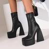 Fashion Stretch Punk Style Gothic Chunky Platform Ankle Boots for Women Autumn Winter Shoes Ladies Strange High Heels Boots Booties