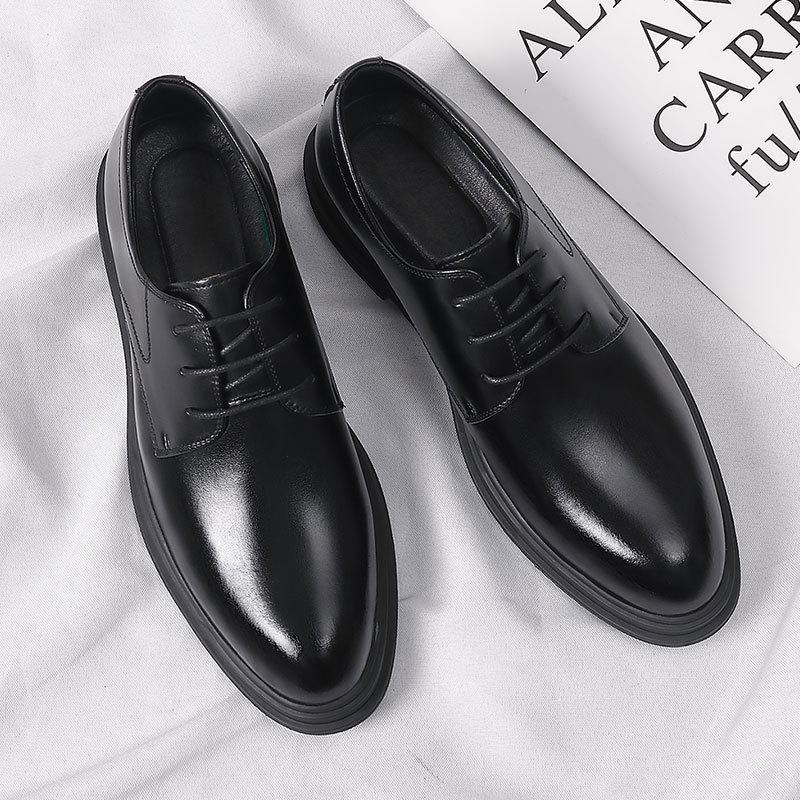 Wenzhou leather shoes custom men's heightening shoes custom 6CM heightening business dress leather shoes men's lace-up casual shoes