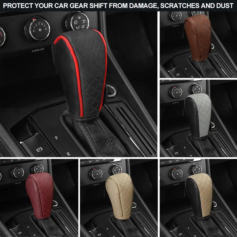 Auto-Schaltgriffabdeckung, PU-Leder, rutschfest, verschleißfest, Schaltknauf-Dekor, Schutzhülle, universelles Auto-Innenzubehör
