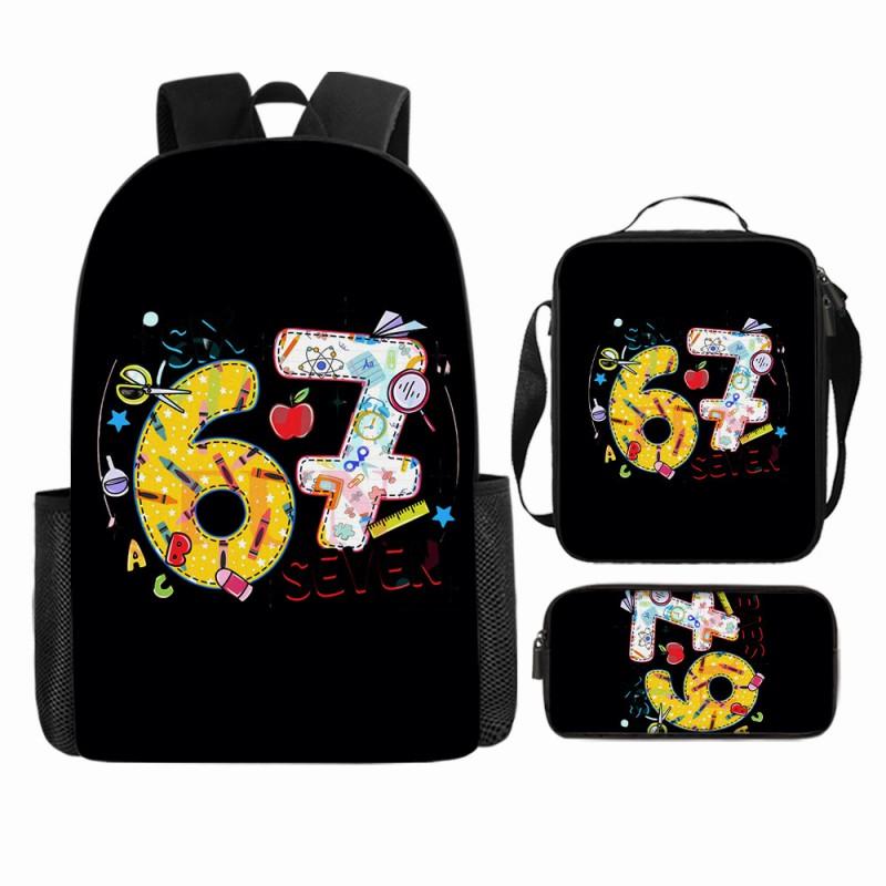 Cartoon Brainrot-Themed Backpack Crossbody Bag Pencil Case School Kids Ages 10-12