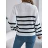 GMXIA Autumn and Winter Casual Color-blocking Striped Pocket Lantern Sleeve Pullover Sweater Women's Wear